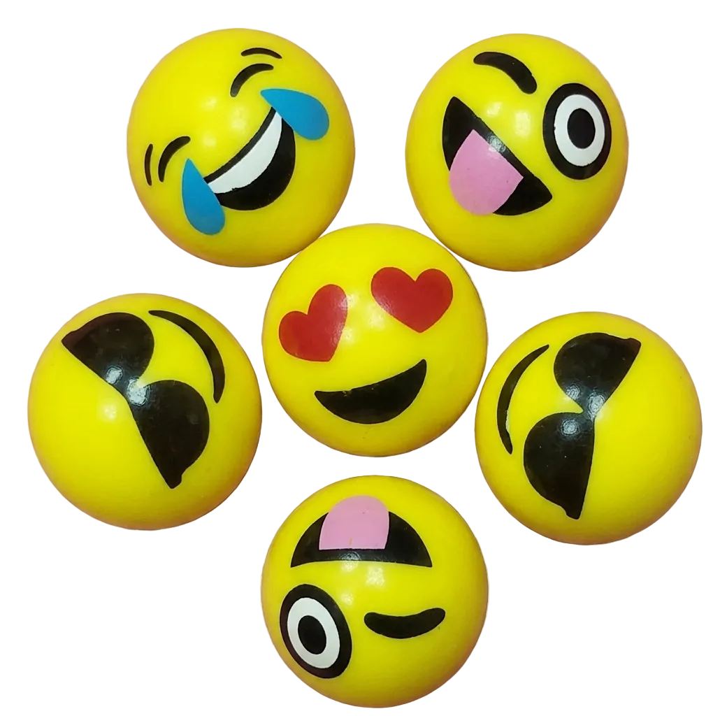 27mm (1") Yellow Emoji Faced Bouncy Balls