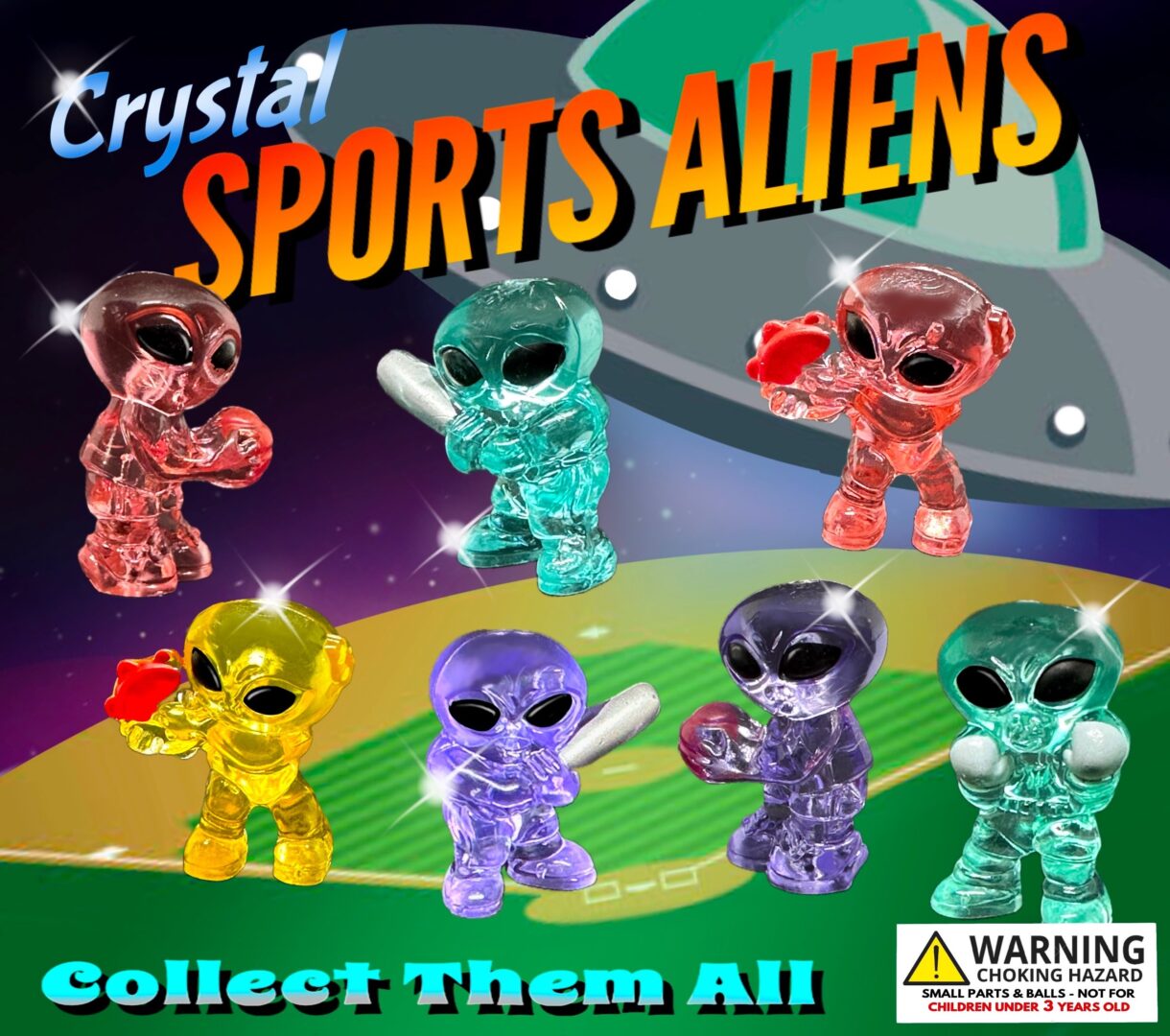 2" Crystal Sports Aliens In Toy Capsules