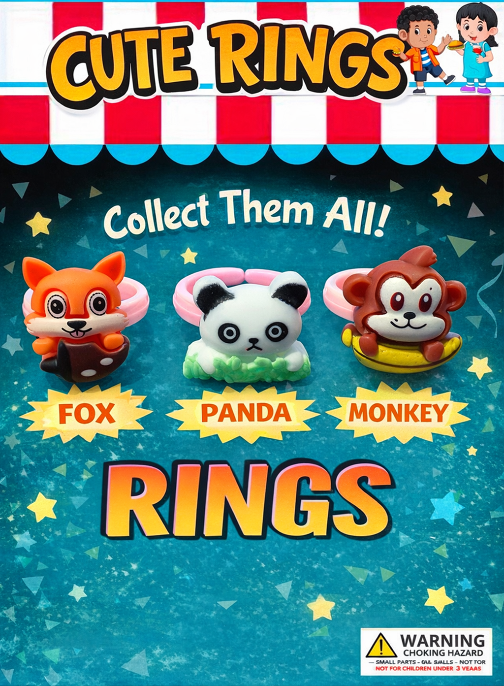 1" Cute Animal Rings in Toy Capsules