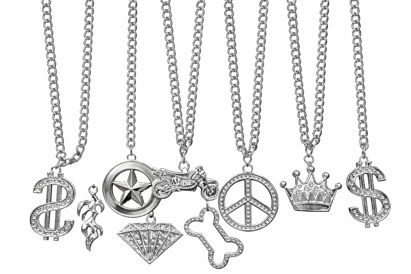 Silver Bling Pendant Necklace with Chain