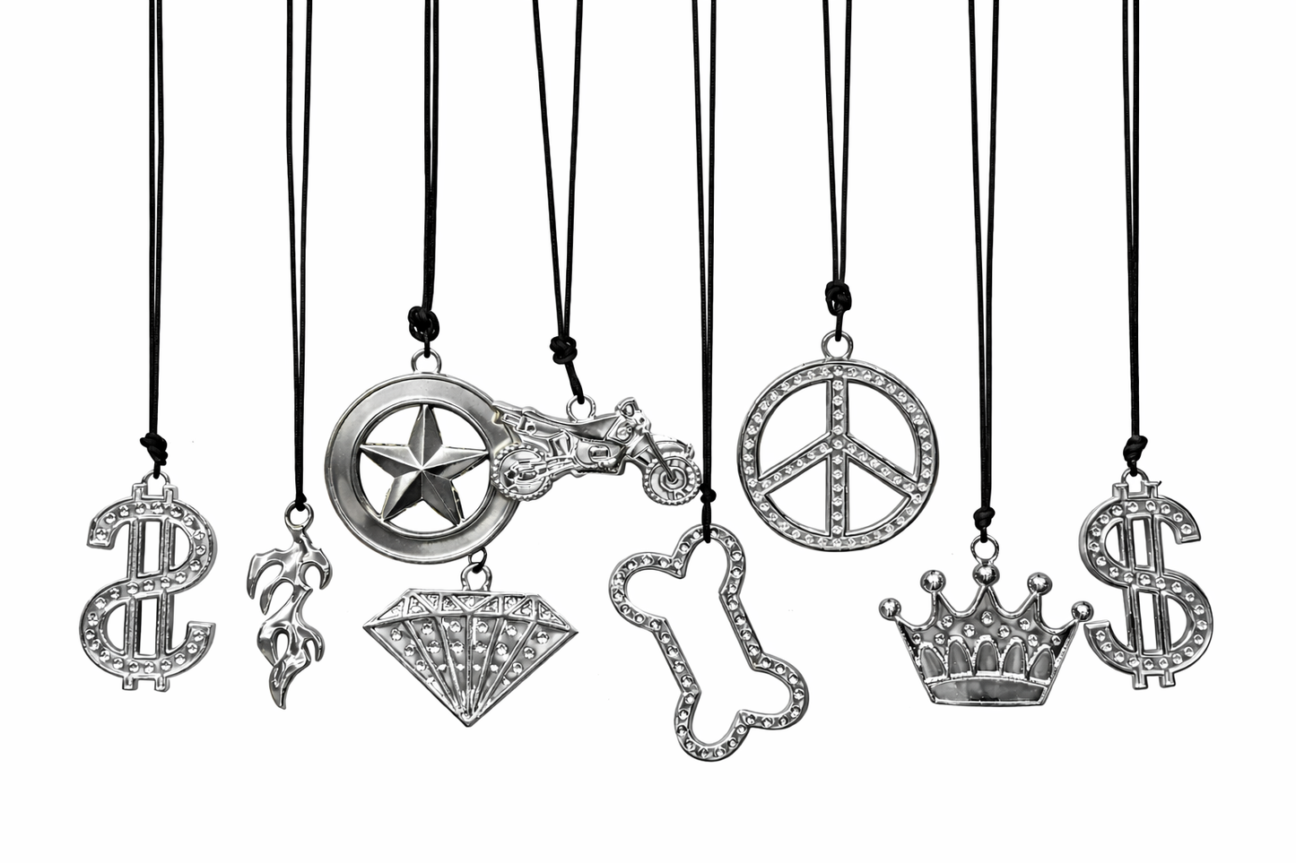 Silver Bling Pendant Necklace with Cord