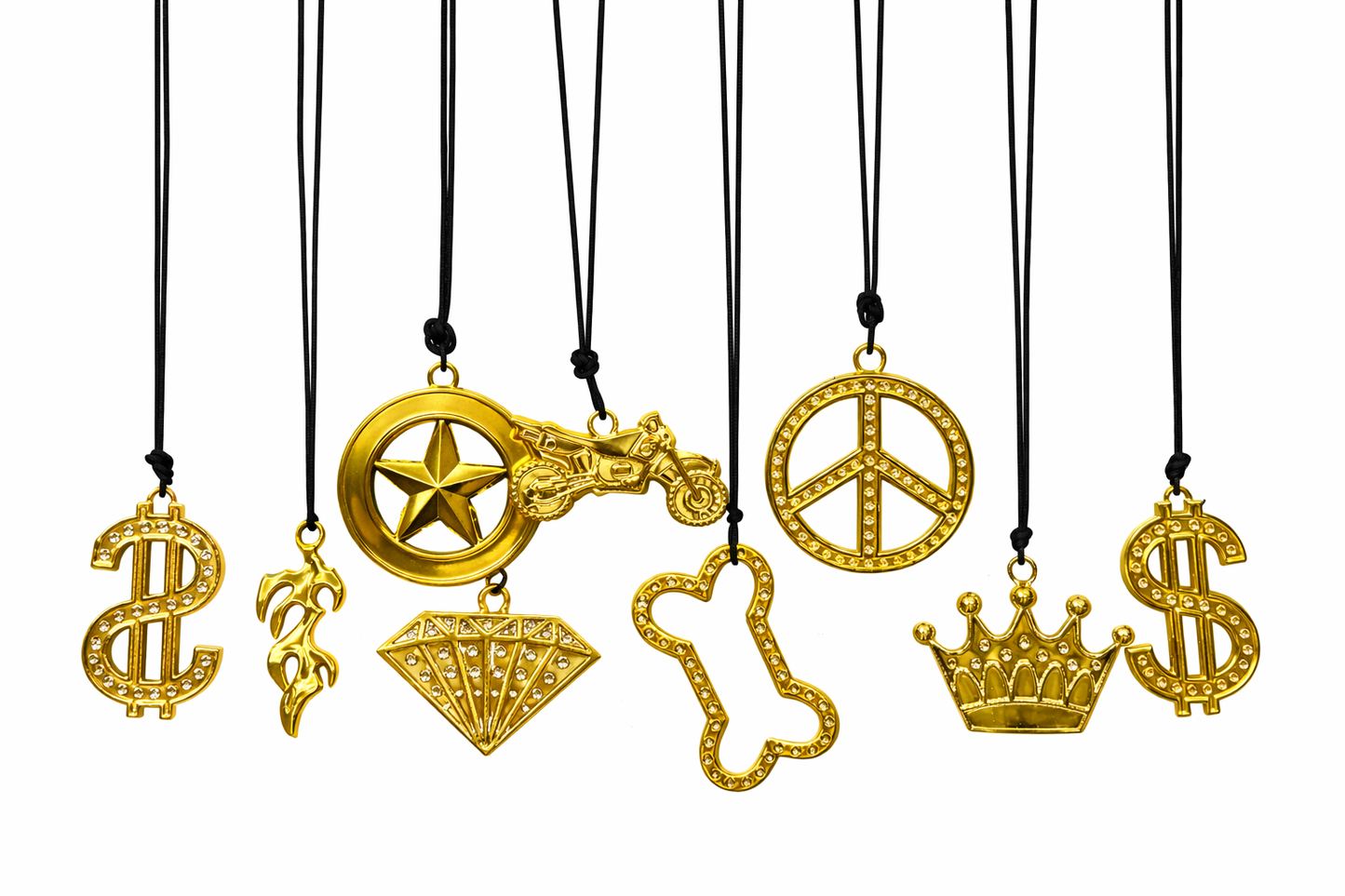 Gold Bling Pendant Necklace with Cord