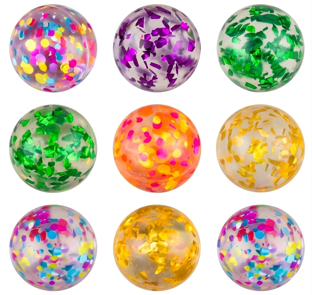 45mm (1.77") Sparkly Confetti Bouncy Balls