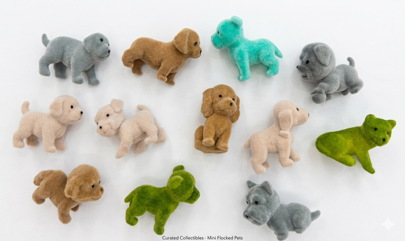 2" Colorful Flocked Resin Dogs