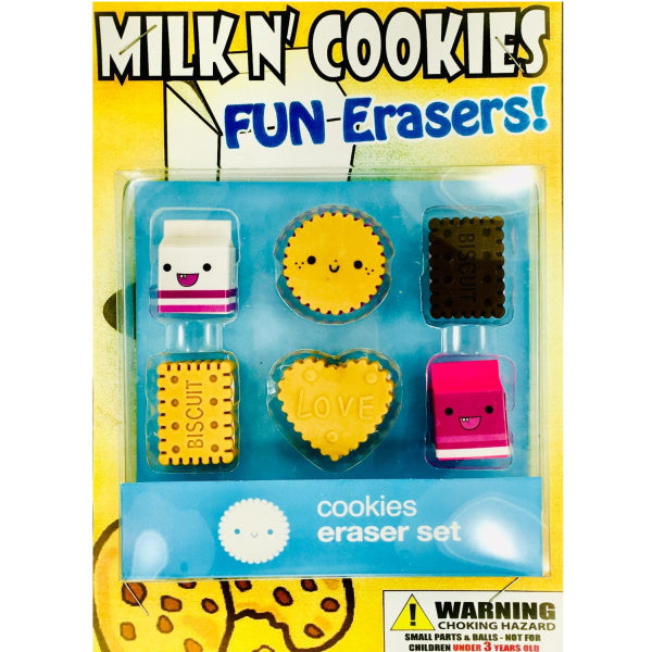 1" Milk N' Cookies Erasers in Toy Capsules
