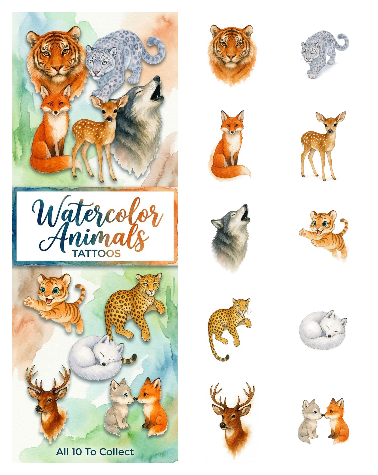 Watercolor Animals Tattoos