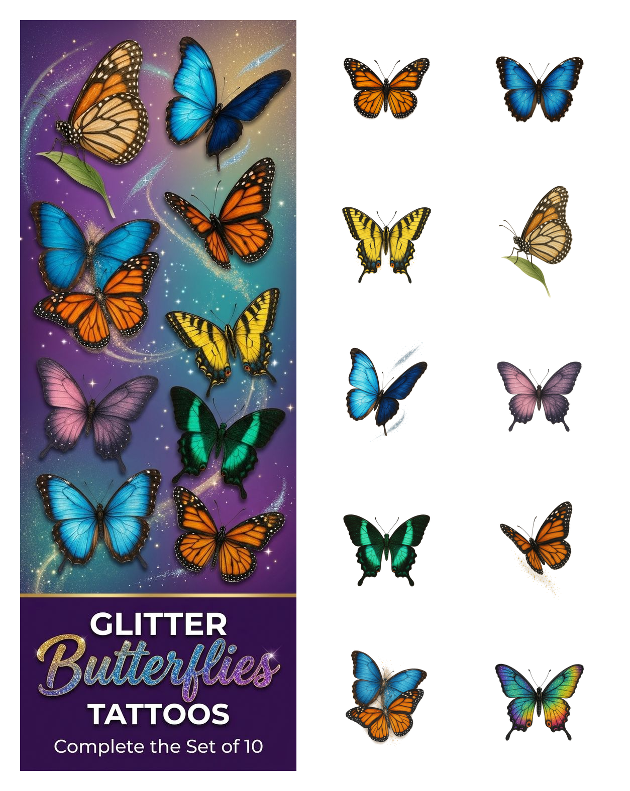 Glitter Butterflies Tattoos