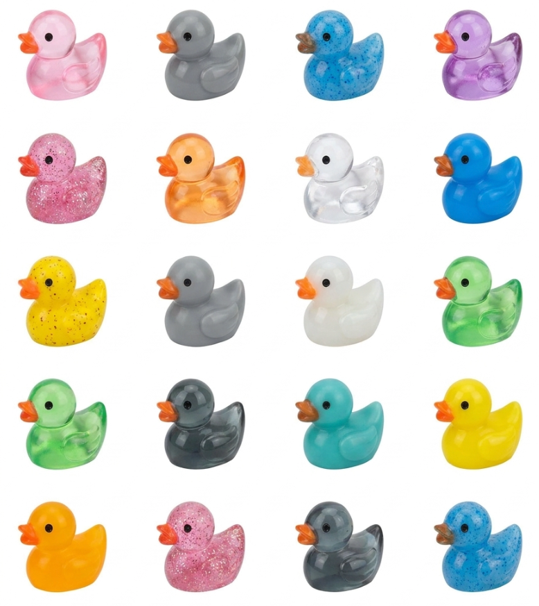 Mini 1" Colorful Plastic Toy Ducks