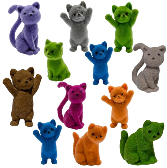 2" Colorful Flocked Resin Cats