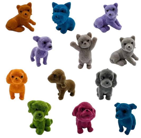 2" Colorful Flocked Resin Dogs