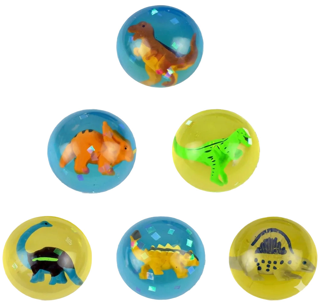 45mm (1.77") 3D Transparent Dinosaur Bouncy Balls