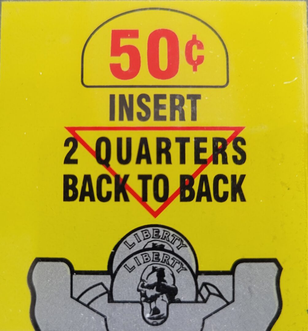 $0.50 Back to Back Gumball Machine Decal (2 Quarters)