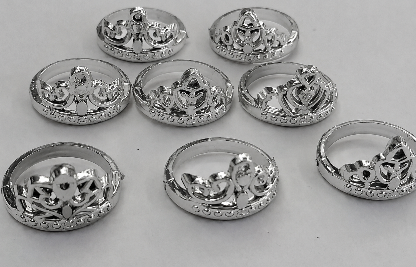 1" Silver Crown Rings