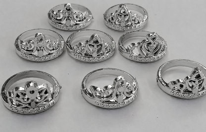 1" Silver Crown Rings