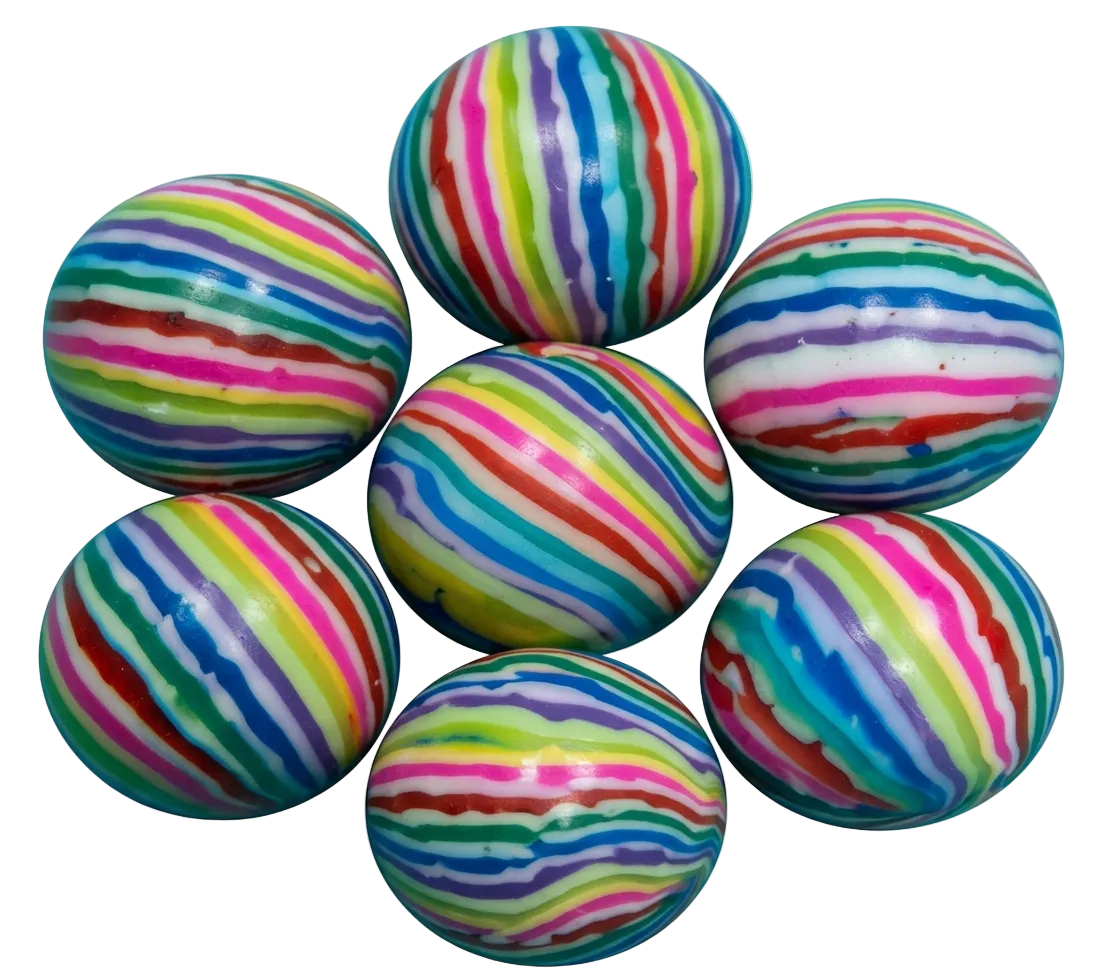 49mm (1.93") Multi-Colored Candy Striped Bouncy Balls