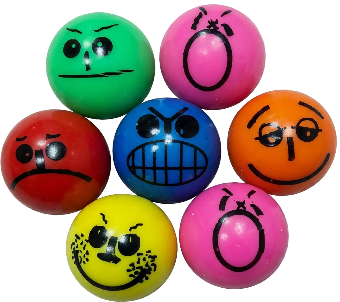 27mm (1") Multi-Colored Emoji Bouncy Balls
