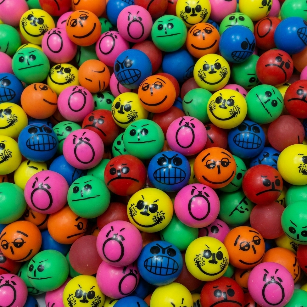 27mm (1") Multi-Colored Emoji Bouncy Balls
