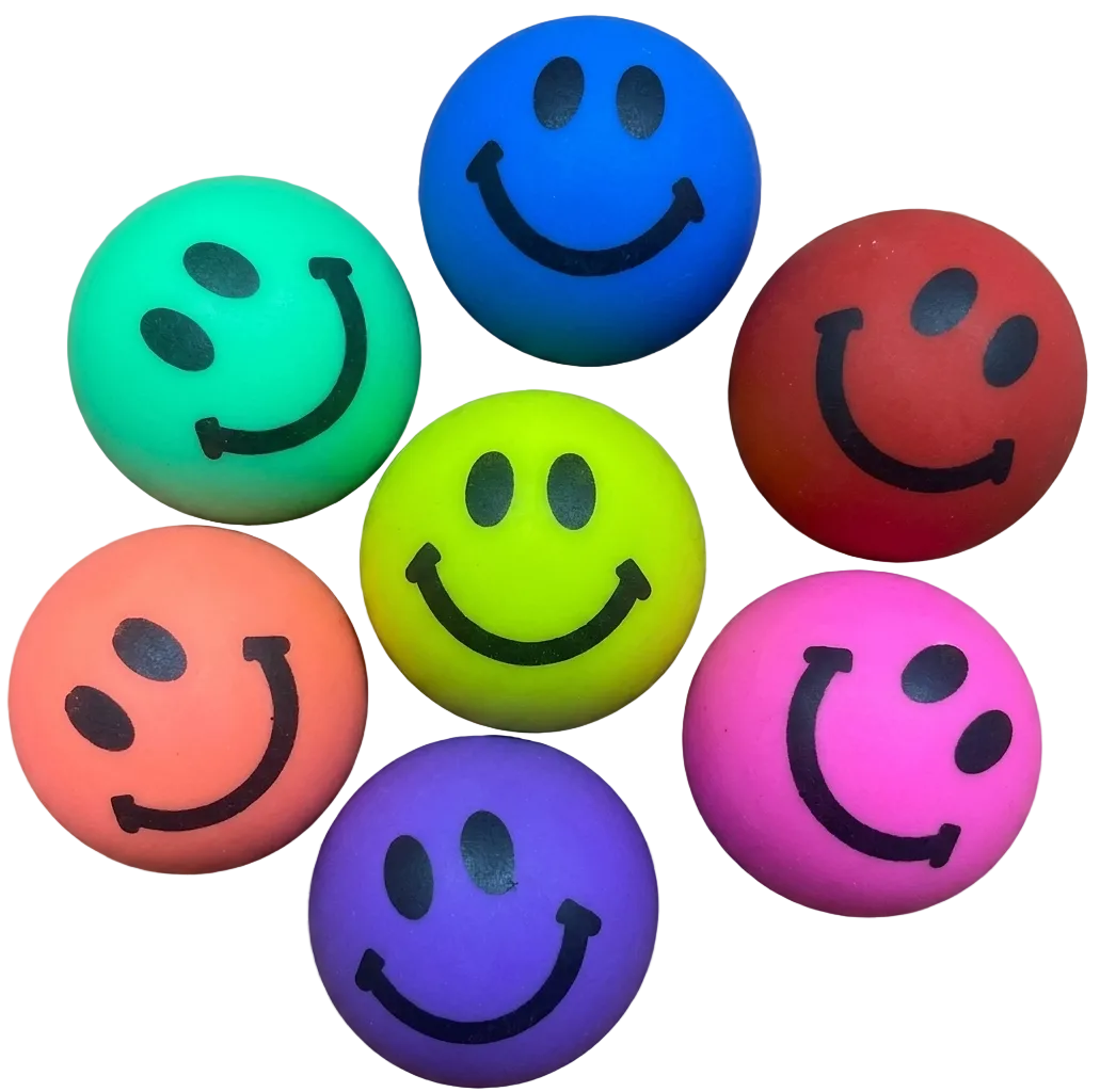 27mm (1") Assorted Color Smiley Face Bouncy Balls