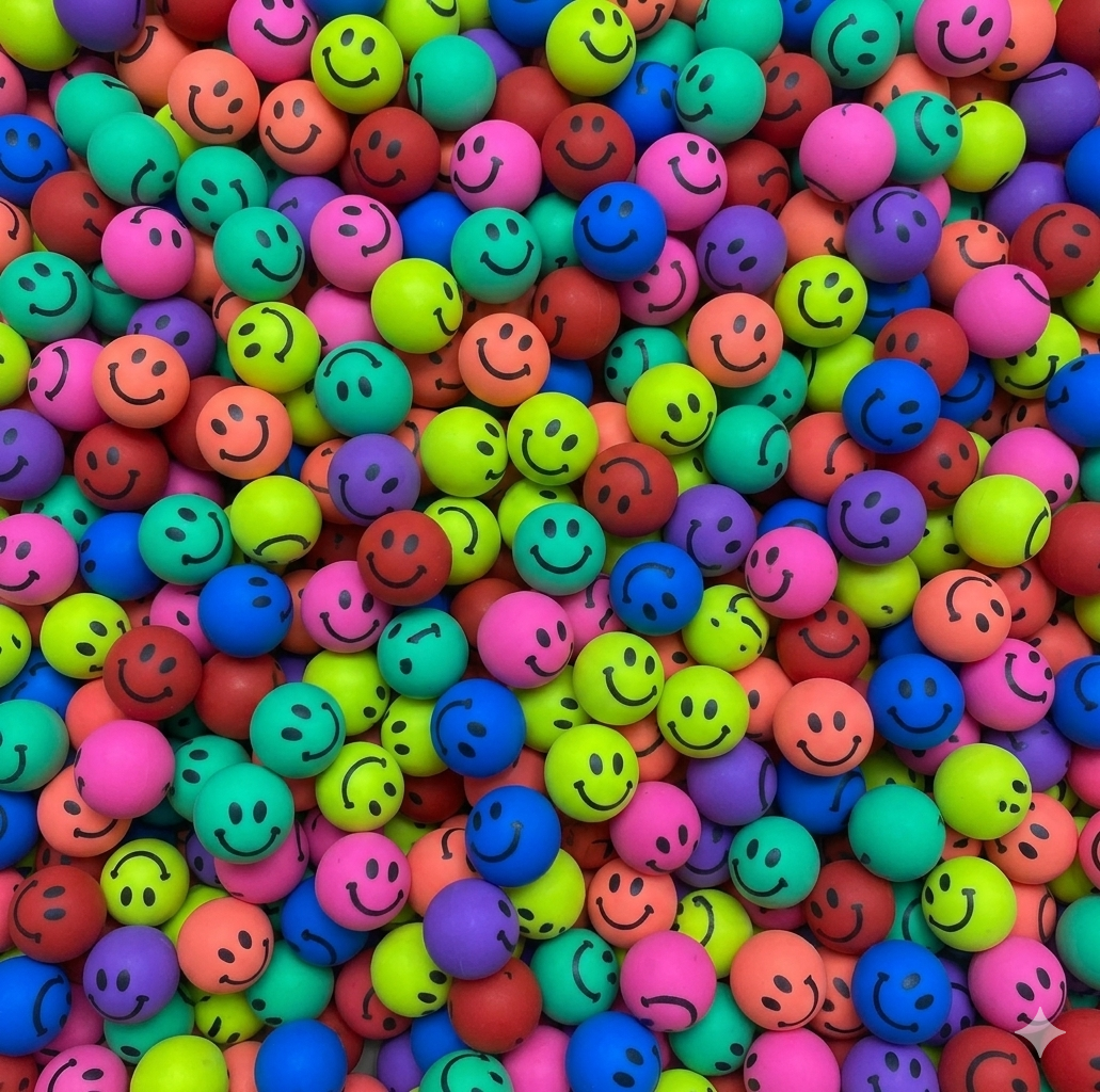 27mm (1") Assorted Color Smiley Face Bouncy Balls