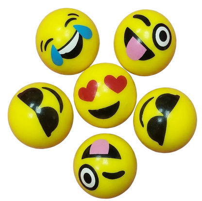 27mm (1") Yellow Emoji Faced Bouncy Balls