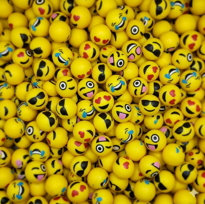 27mm (1") Yellow Emoji Faced Bouncy Balls