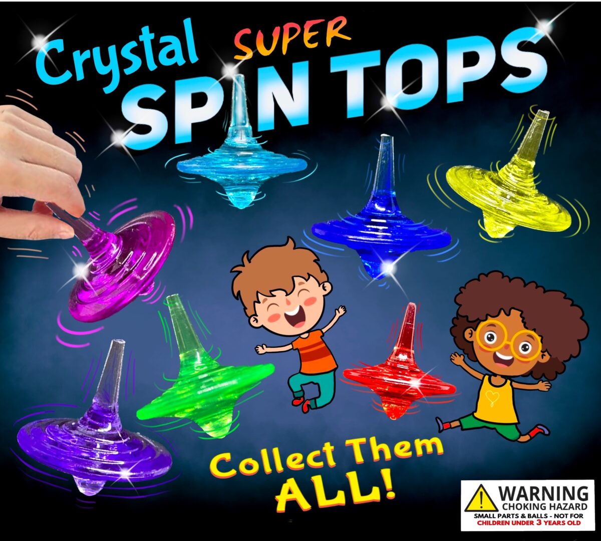 2" Crystal Spin Tops In Toy Capsules