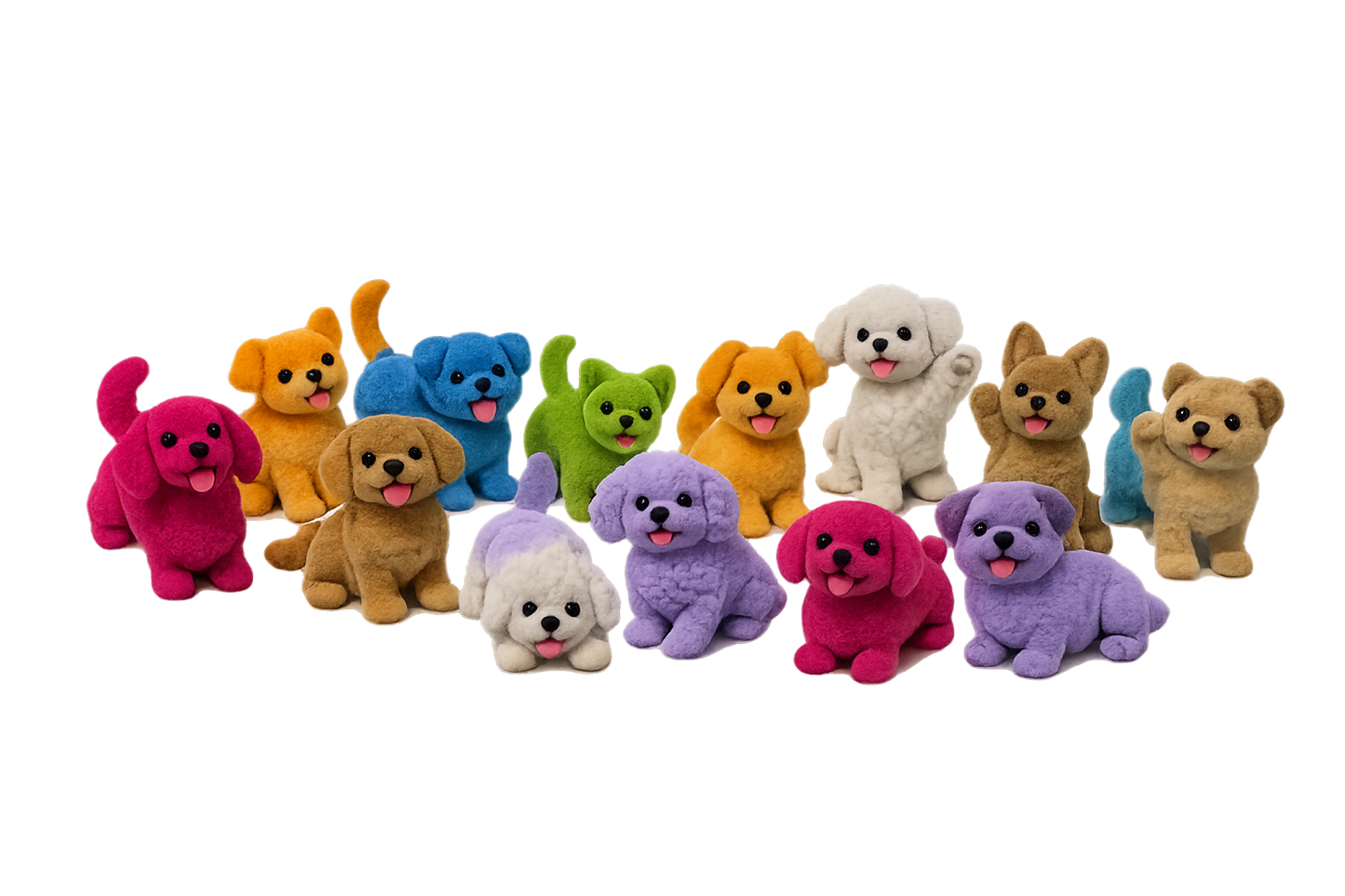 2" Colorful Flocked Resin Dogs