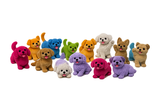 2" Colorful Flocked Resin Dogs