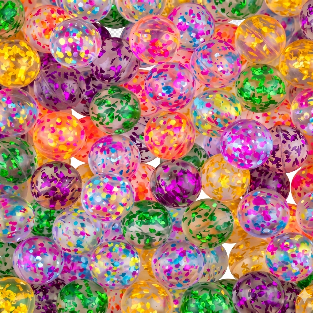 45mm (1.77") Sparkly Confetti Bouncy Balls
