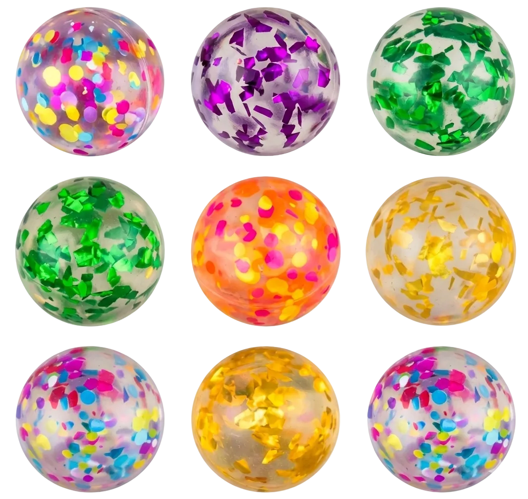 32mm (1.06") Sparkly Confetti Bouncy Balls