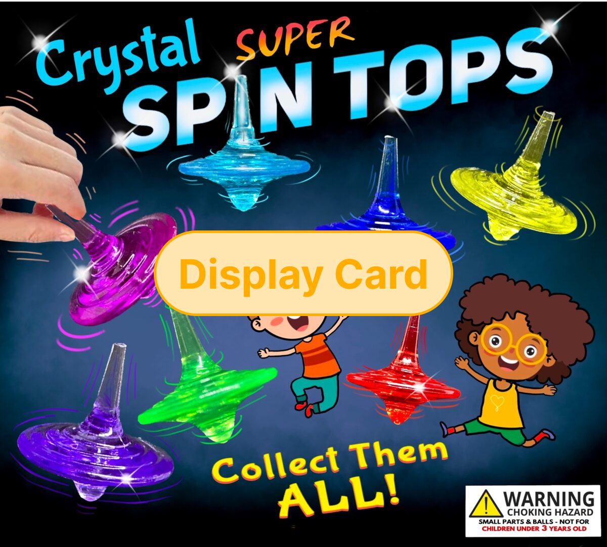 Display Card - 2" Crystal Spin Tops