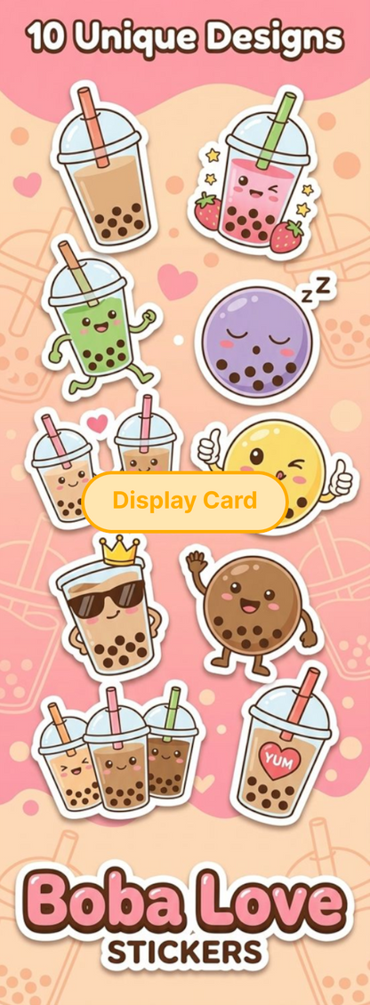 Display Card - Boba Love Stickers