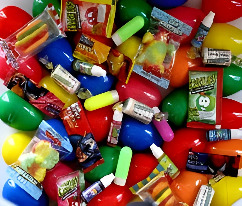 Filled Assorted Color Eggs With Candy Mix