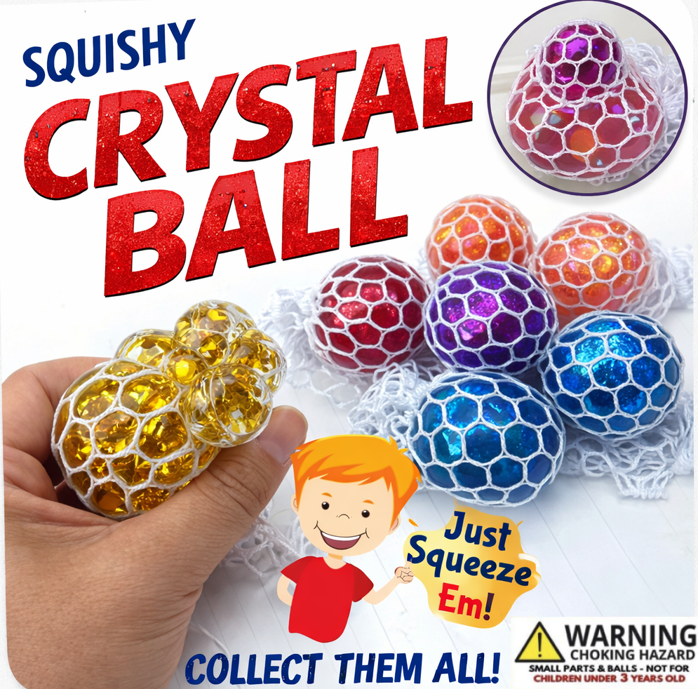 2" Crystal Stressballs in Nets in Toy Capsules
