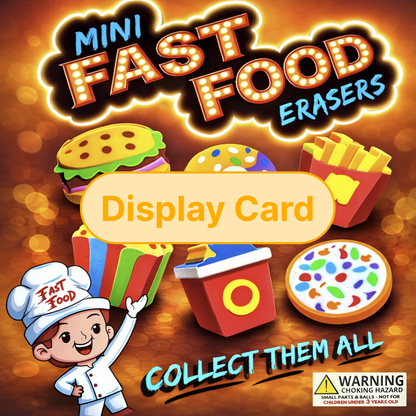 Display Card - 1" Mini Fast Food Erasers
