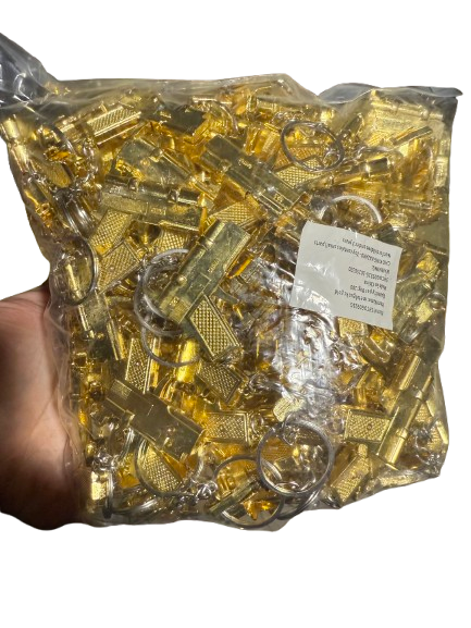 Mini Gold Metal Toy Gun Keychain - Pistol Style