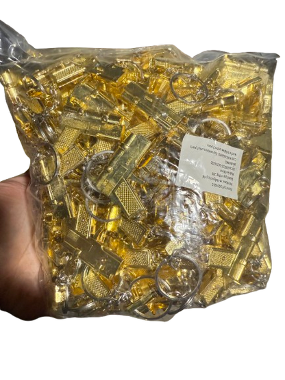 Mini Gold Metal Toy Gun Keychain - Pistol Style