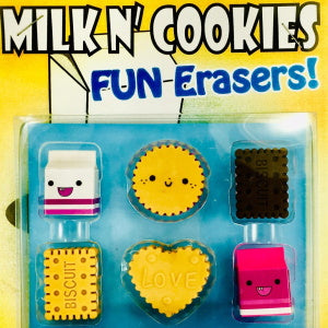 1" Milk N' Cookies Erasers in Toy Capsules