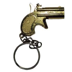 Mini Gold Metal Toy Gun Keychain - Pistol Style