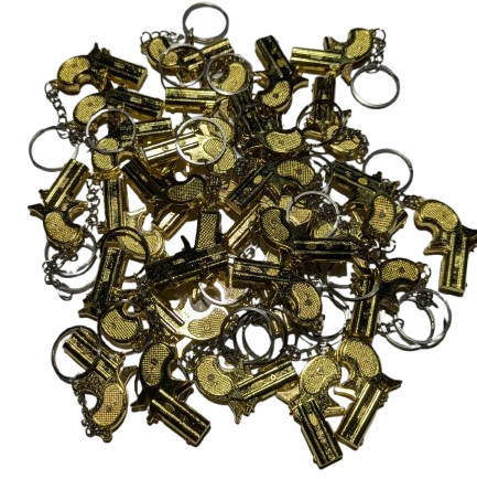 Mini Gold Metal Toy Gun Keychain - Pistol Style