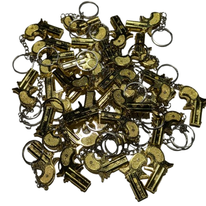 Mini Gold Metal Toy Gun Keychain - Pistol Style