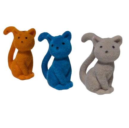 2" Colorful Flocked Resin Cats