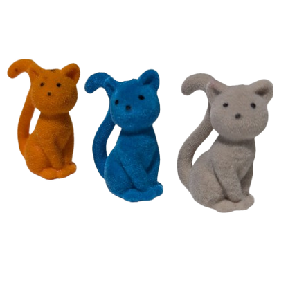 2" Colorful Flocked Resin Cats