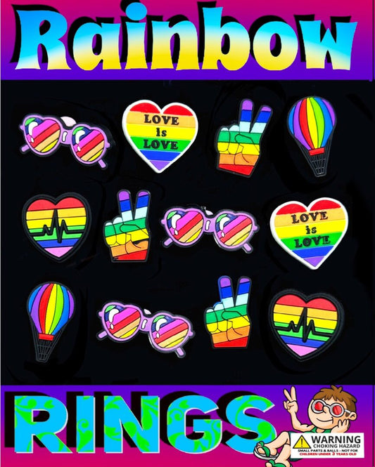 1" Rainbow Rings in Toy Capsules