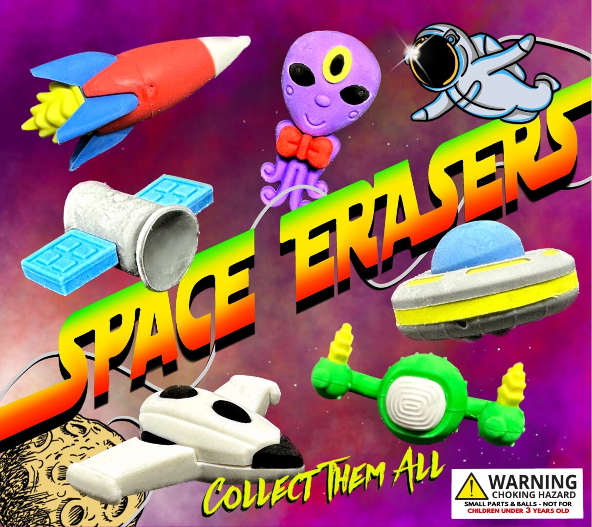 2″ Space Erasers in Toy Capsules