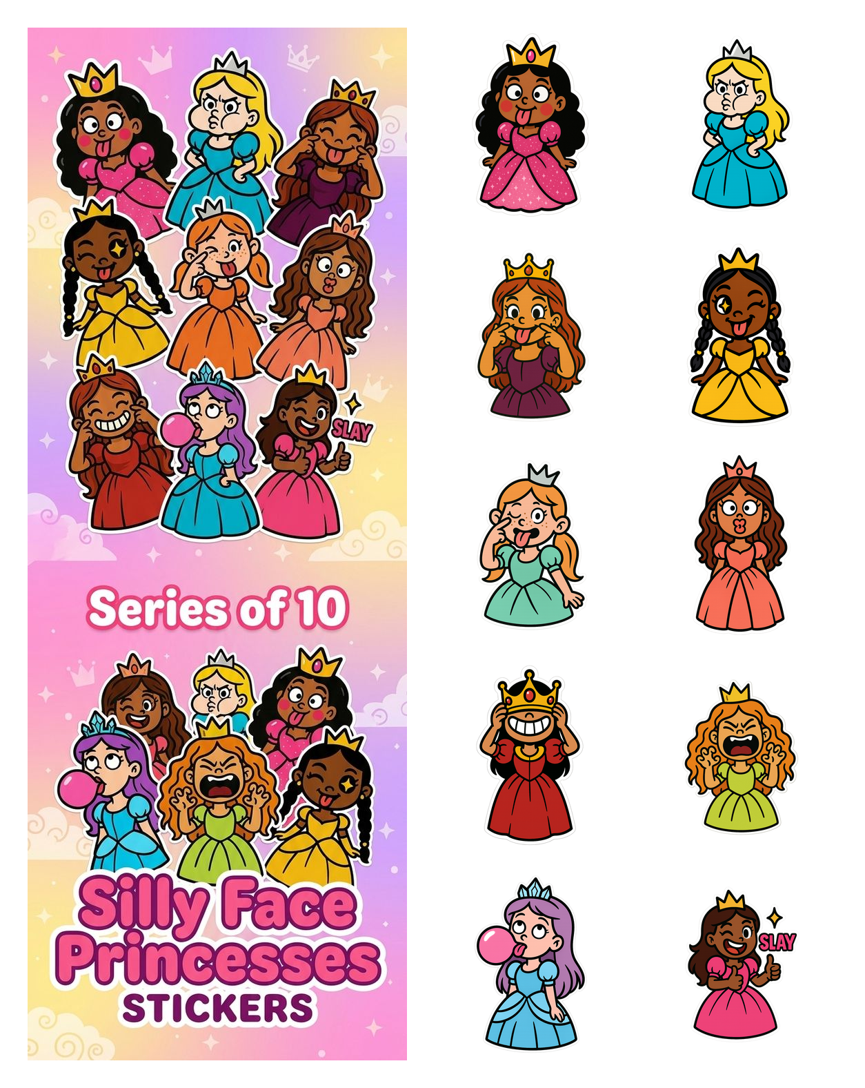 Silly Face Princesses Stickers
