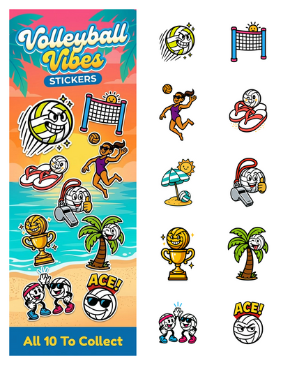 Volleyball Vibes Stickers