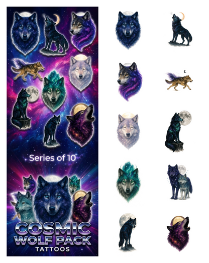 Cosmic Wolf Pack Tattoos