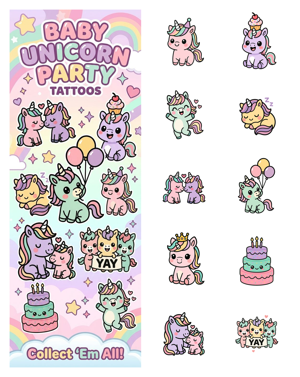 Baby Unicorn Party Tattoos