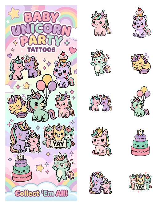 Baby Unicorn Party Tattoos